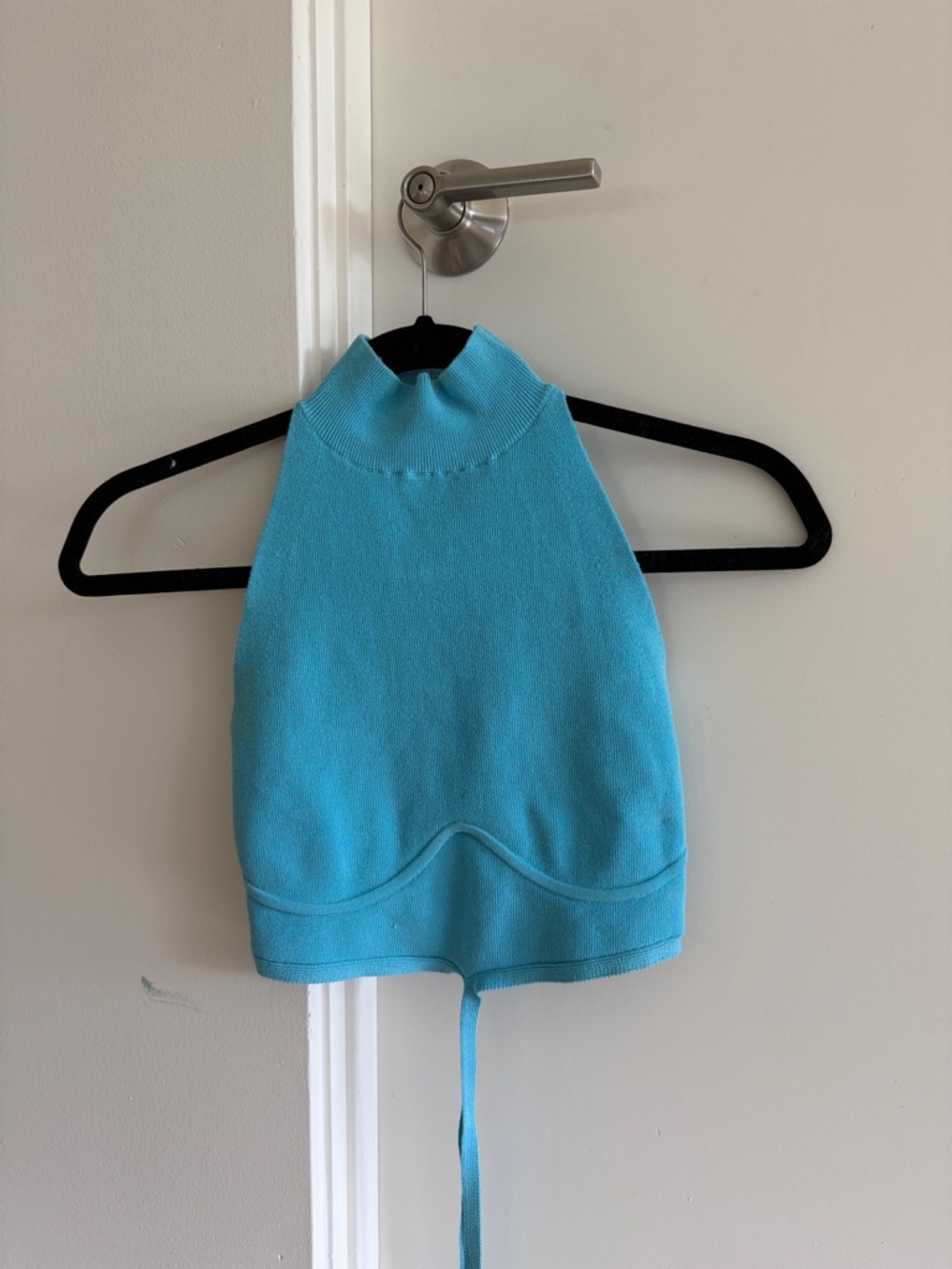Camila Coelho Aqua Blue Halter Crop Top